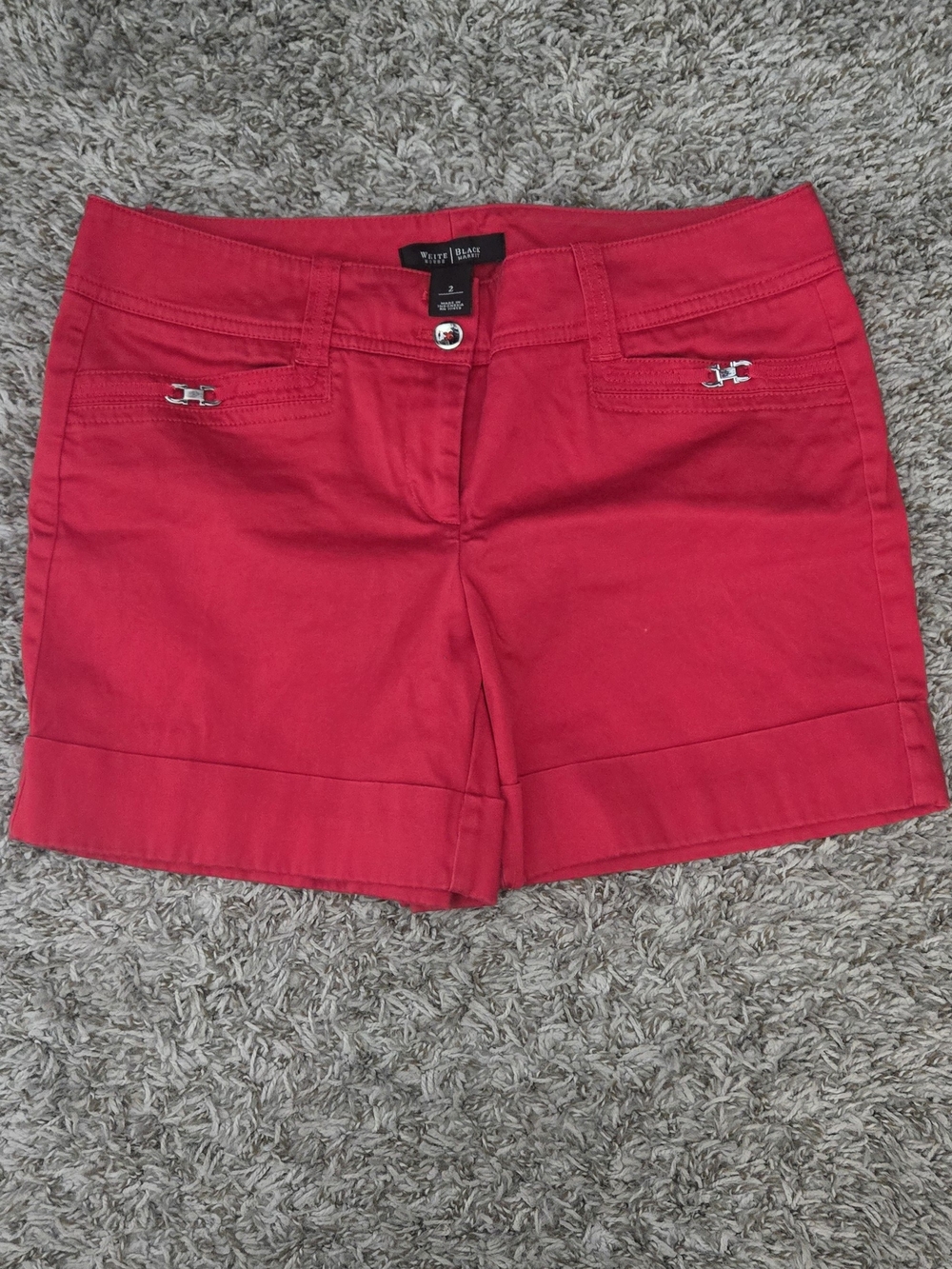 White House Black Market Red Tailored Cotton-Blend Shorts